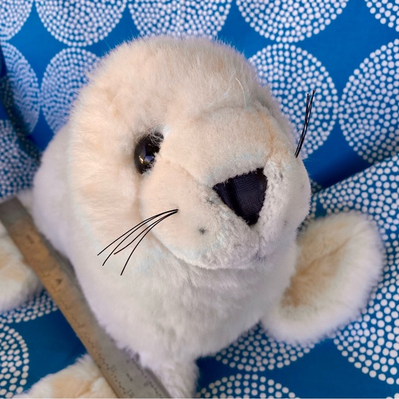 Retro White Baby Harp Seal Pup Stuffed Toy Plushie Large - Picture 5 of 10